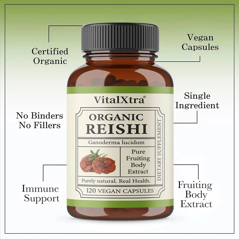 Reishi Mushroom Capsules 1000mg Ganoderma Lucidum Supports Immune Health Relaxation Sleep & Natural Energy Vegan Non-GMO