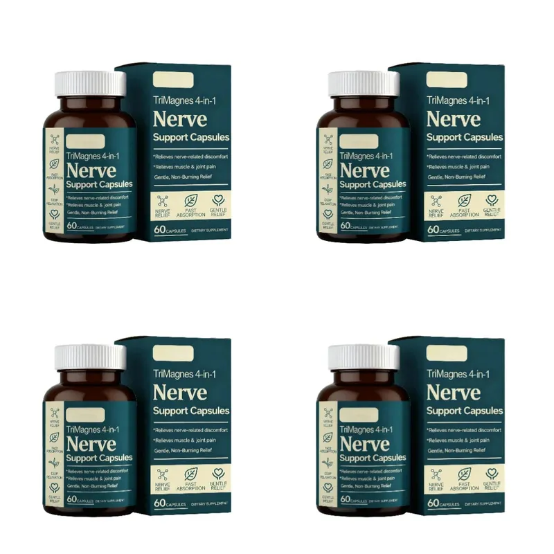 TriMagnes 4-in-1 Magnesium Complex Capsules 300mg with Citrate Glycinate Malate Turmeric for Nerve Comfort Muscle Relax 60 Ct