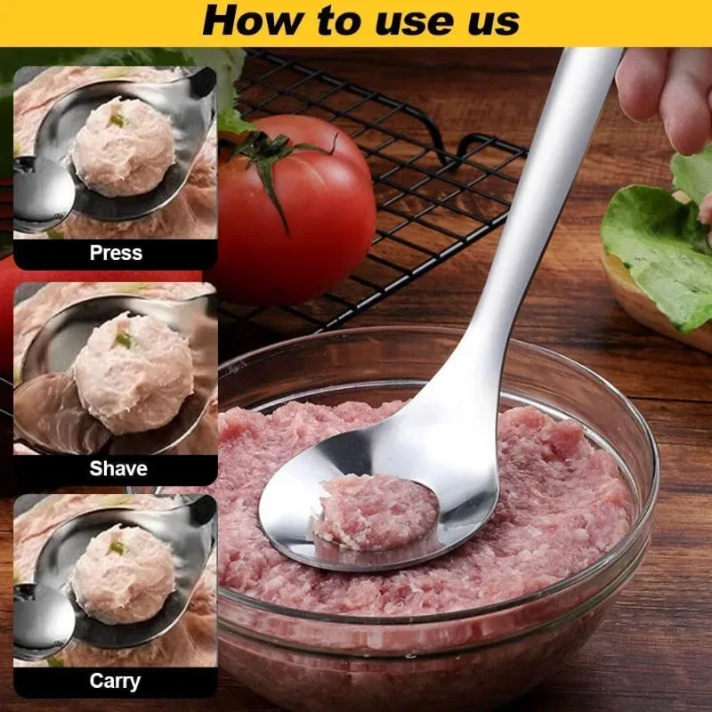 10/1 ΤΕΜ. Creative Croquettes Κεφτεδάκια Κουτάλια Φόρμα από ανοξείδωτο ατσάλι Εργαλεία πρέσας κρέατος Αντικολλητικά αξεσουάρ κουζίνας Κεφτεδάκια κουτάλι
