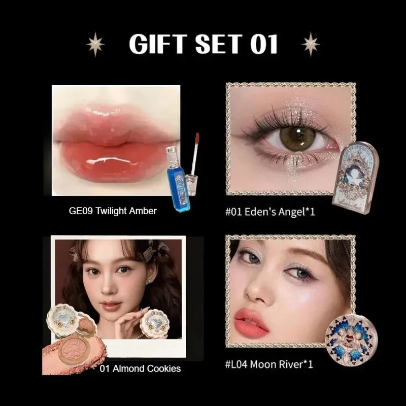 Flower Knows Little Angel Collection קופסת מתנה צללית סומק קרם שפתון מט ערכה מלאה הכל