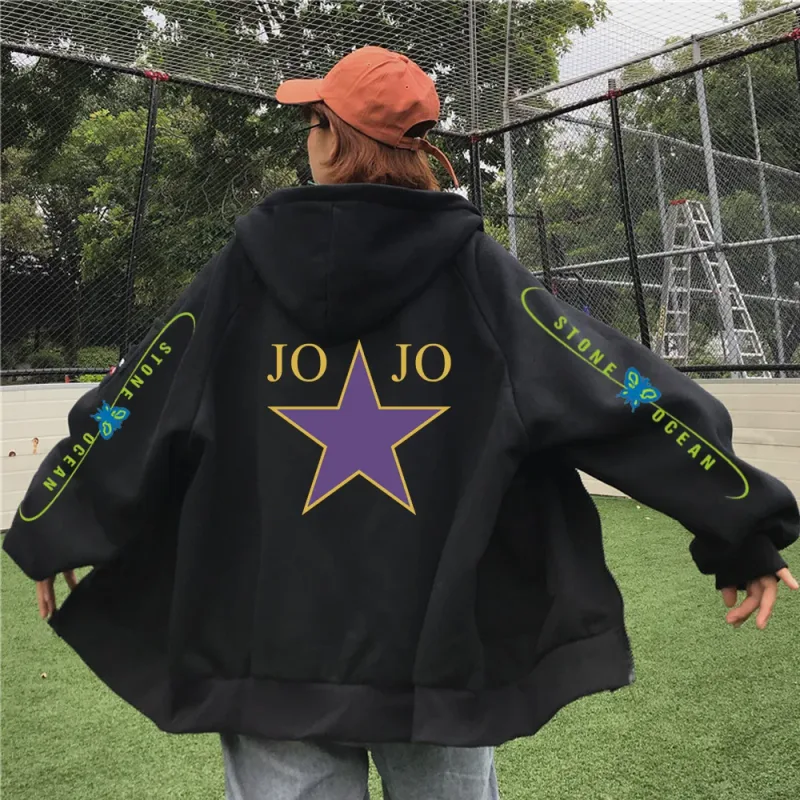 Anime Jojo's Bizarre Adventure Stone Ocean papillon sweat à capuche ample unisexe Style Anime sweat à capuche automne printemps haut sweat-shirt