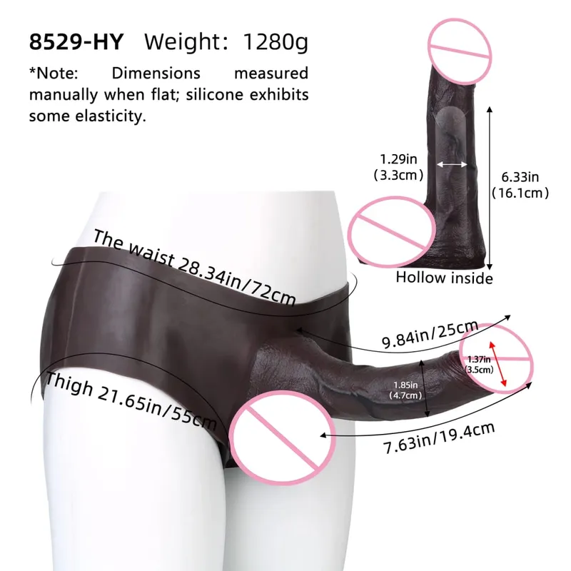 Thick Hollow Dildo Male Strap-On Huge Hollow Dildo Dick Extender Silicone Realistic Large Penis Sex Toy For Couples Sex