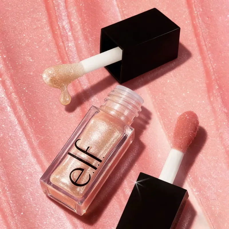 ELF Fashion Makeup Cosmetics Liquid Foundation Concealer וליפ גלוס מבהיר עם אורות מהבהבים Lip Oil Glossy Finish
