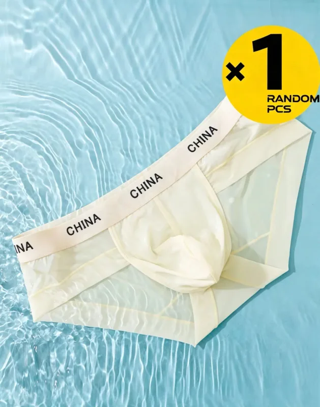 Herren-Slip aus Eisseide, ultradünn, atmungsaktiv, durchsichtig, Unterwäsche, weicher, breiter Bund, Sommer, kühles Komfort-Höschen, zufällige Farbe, 1 Stück — image 3