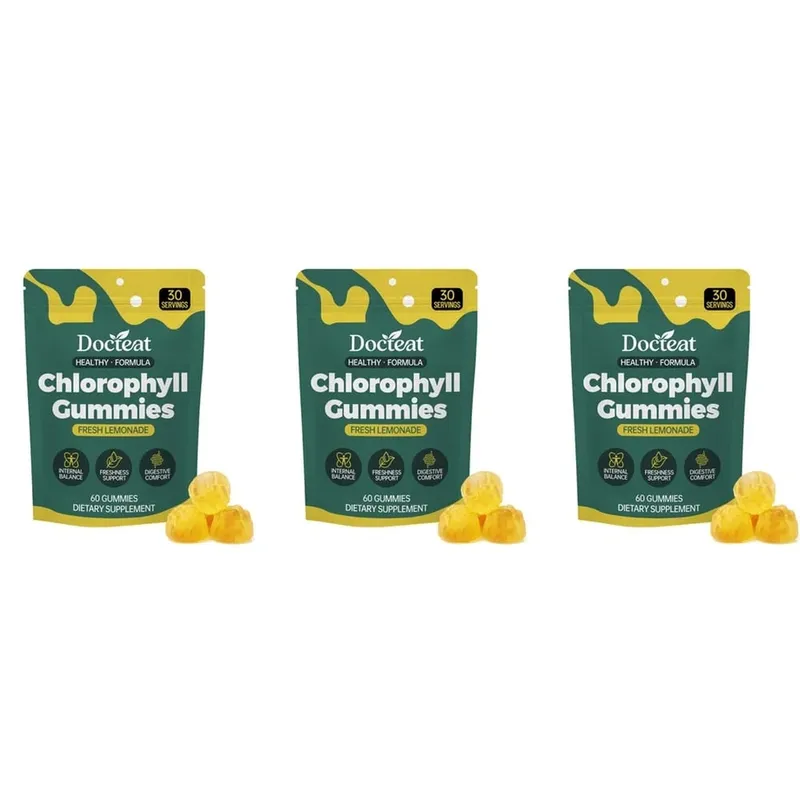 Docteat Chlorophyll Gummies Lemonade Gut Nutrition Balance με πρεβιοτική ινουλίνη και ίνες μήλου Digestive Wellness 60 Gummies — image 9