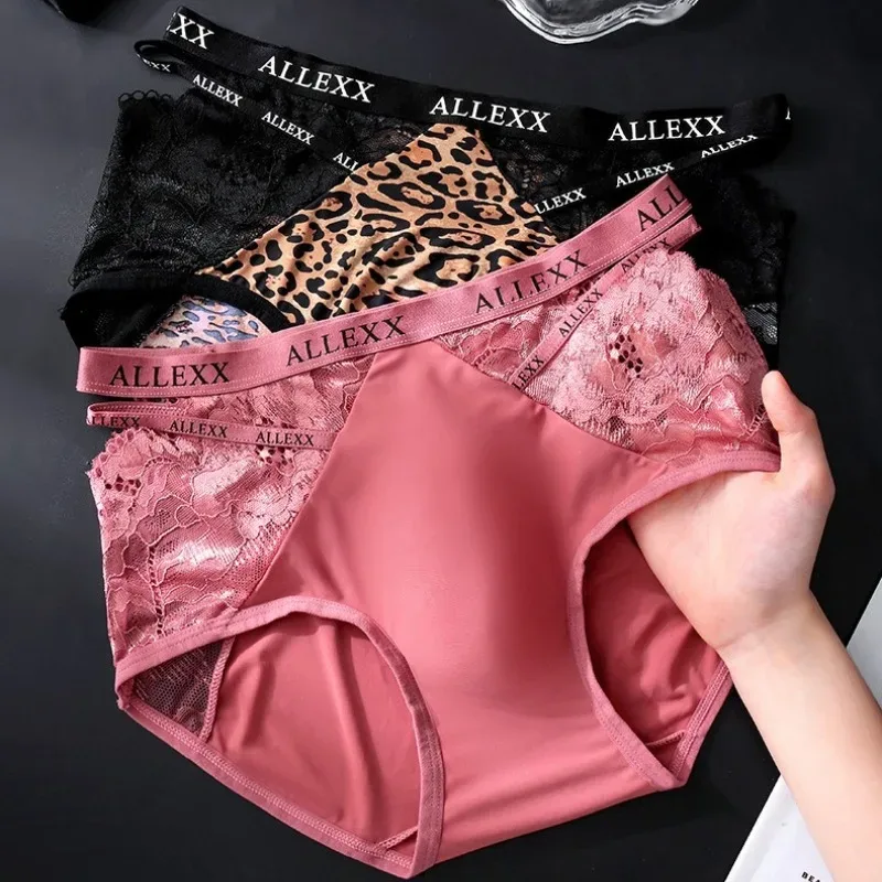 Women Panties for Men Sexy Lace Hollow Waist Briefs Breathable U Convex Pouch Underpant Soft Lace Ice Silk Splicing Underwear