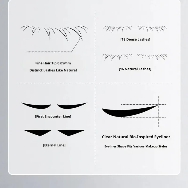 Σετ στυλό 3 σε 1 μακιγιάζ ματιών Stamp eyeliner και κάτω βλεφαρίδων, αδιάβροχη μουτζούρα Καλλυντικά μακιγιάζ ματιών με φυσική εμφάνιση