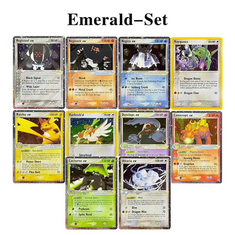 Κάρτες μεσολάβησης Ολογραφικά Emerald Cacturne Rayquaza Hidden Legends Kyogre Crystal Guardians Alakazam Star Flareon Metagross — image 9