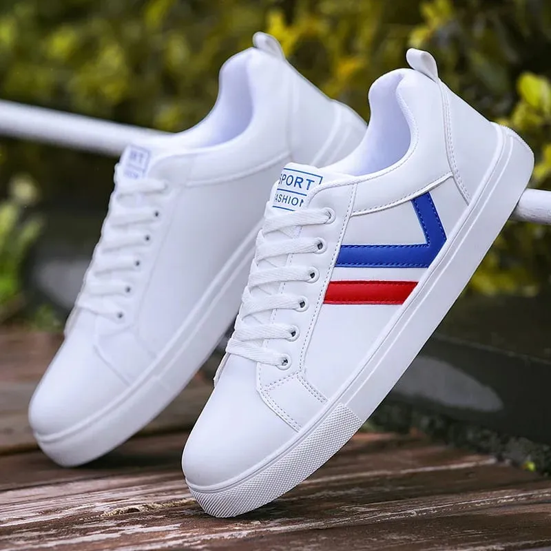 Fehér Vulkanizált Cipők Férfi Lapos Kényelmes Cipők Fűzős Zapatillas Hombre Őszi tavaszi divat Cipők Drop Shipping
