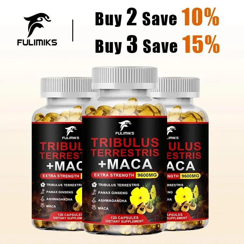 Tribulus Terrestris + Maca Capsules 9600MG with Ginseng & Ashwagandha Supports Energy Stamina & Muscle Performance