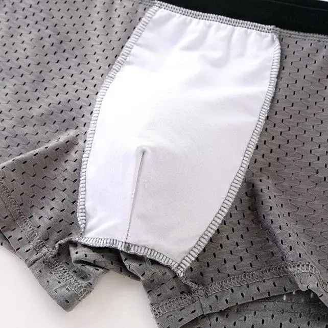 4PcsMen's Underwear Men Boxer Shorts Ice Silk Mesh Boxer Shorts Summer Sexy Breathable Antibacterial Underpants Plus Size XL-6XL — image 6