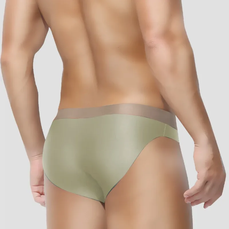 Men's ice silk seamless underwear 3D punching triangle shorts summer thin underpants boys sports shorts