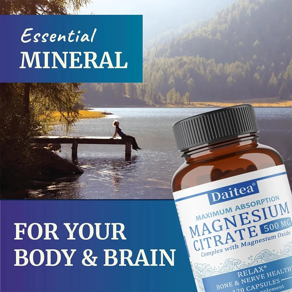 Magnesium Citrate Complex 500 MG for Calm Relaxation & Digestion Health Support - High Absorption Magnesium Supplement
