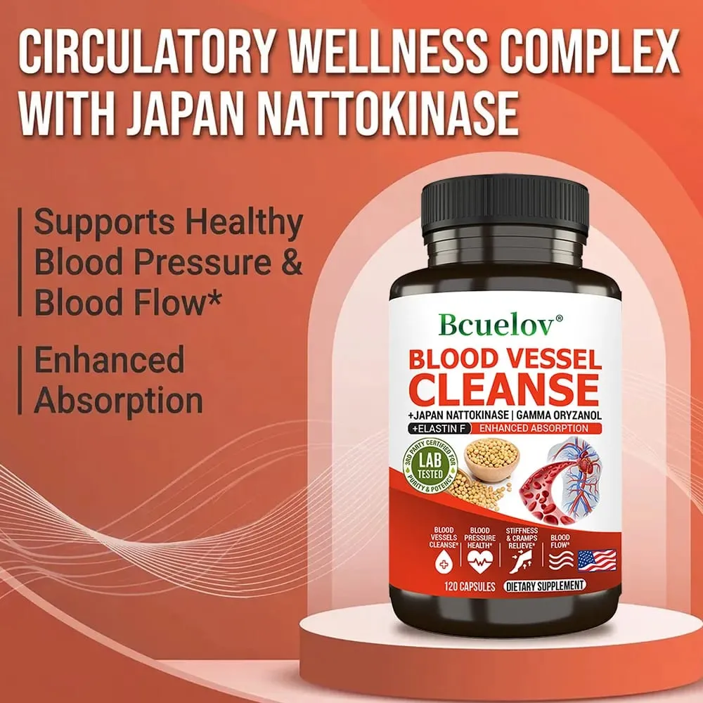 Nattokinase Capsules - Promotes Cardiovascular Elasticity Maintains Arterial Circulation and Improves Blood Pressure