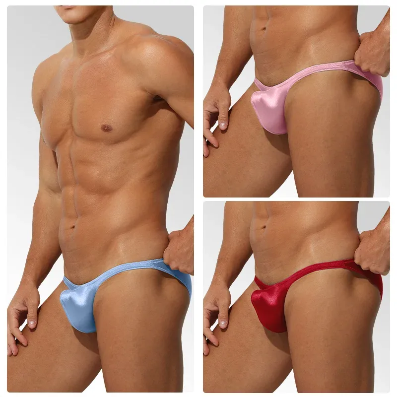 Low Waist Ice Silk Satin Men's Underwear Tight Fit Sport StyleJJ Boosting Luxury Sensual Briefs Youth Nylon Spandex — image 9