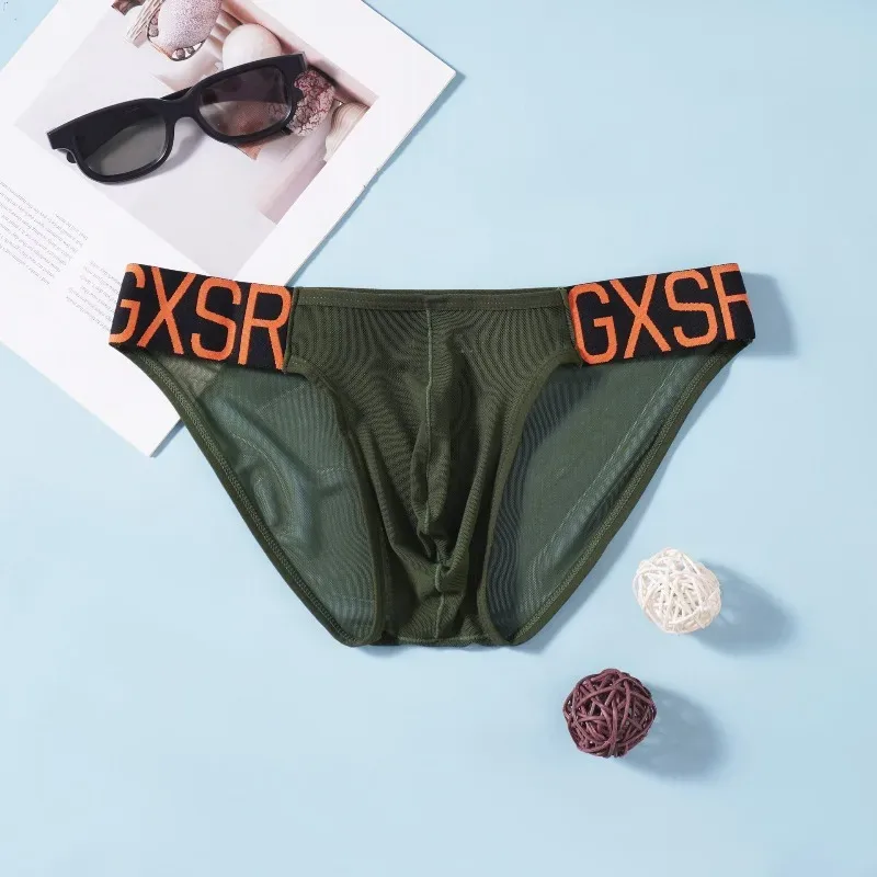 New men's briefs low waist high fork thread cotton U convex comfortable simple men's briefs shorts head GXSR — image 5