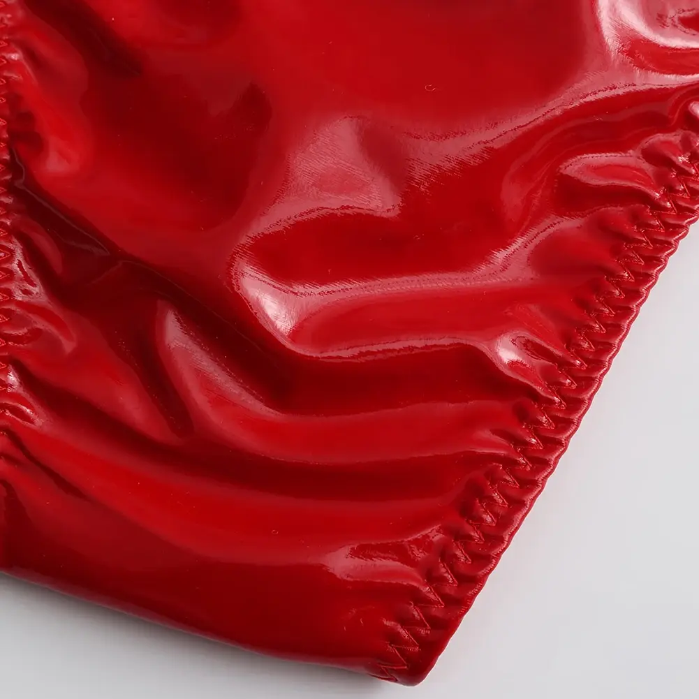 1pc Men Glossy Faux Leather Briefs Bulge Pouch Wide Waist Low Rise Underwear Erotic Lingerie Half-exposed Butt Gay Sissy Briefs — image 10