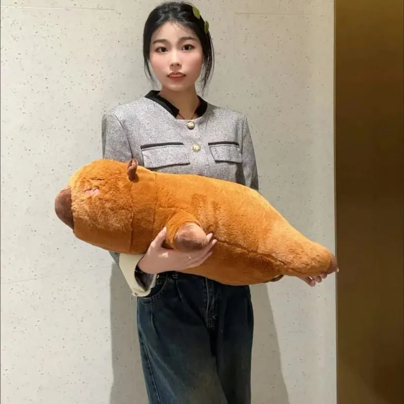 Kawaii Capybara צעצוע קטיפה ממולא Capibara פלאפי בובת ארוכה שינה רכה כרית ספה כרית תנומה צעצועי שינה לחג בית הספר
