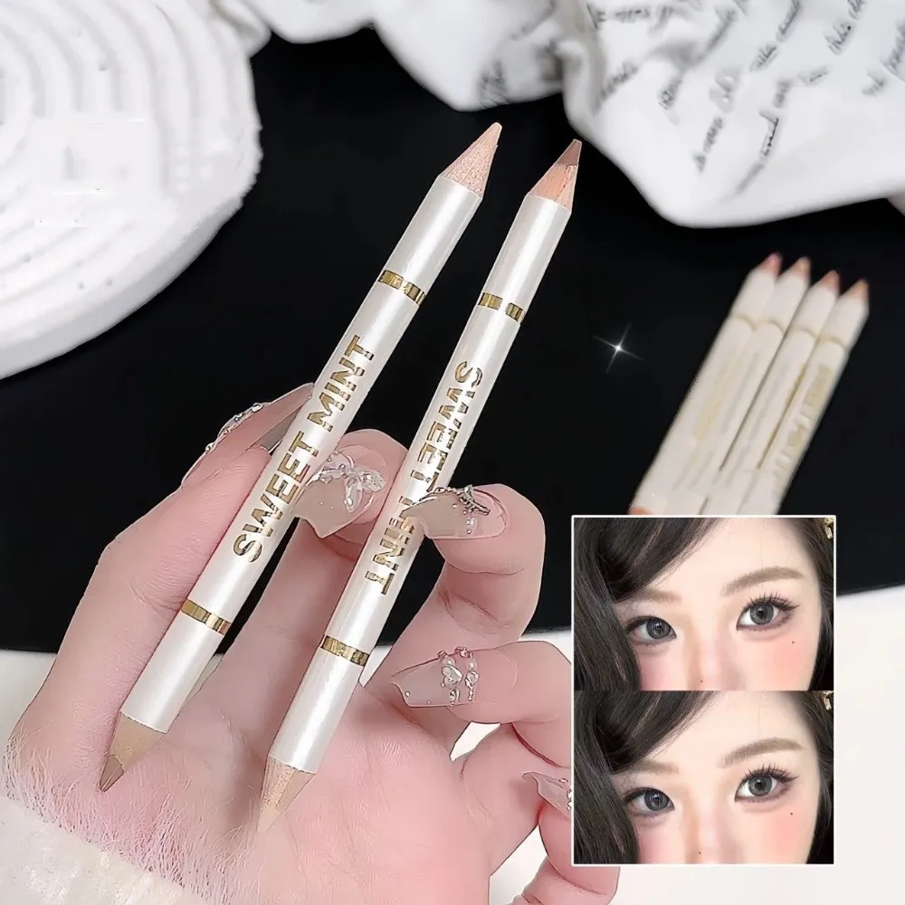 Kétvégű selyemhernyó szemceruza árnyékoló toll 2 az 1-ben Nude Pink Brightening Highlighter Sminkceruza Tartós Vízálló Szemsmink