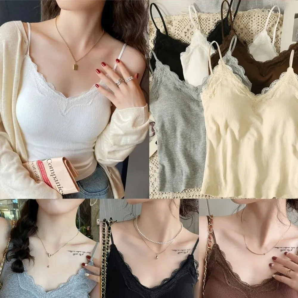 Kényelmes, légáteresztő csipke camisole pántos melltartó, egyszínű vágás felső szexi stílusú, vezeték nélküli nyári felső — image 8