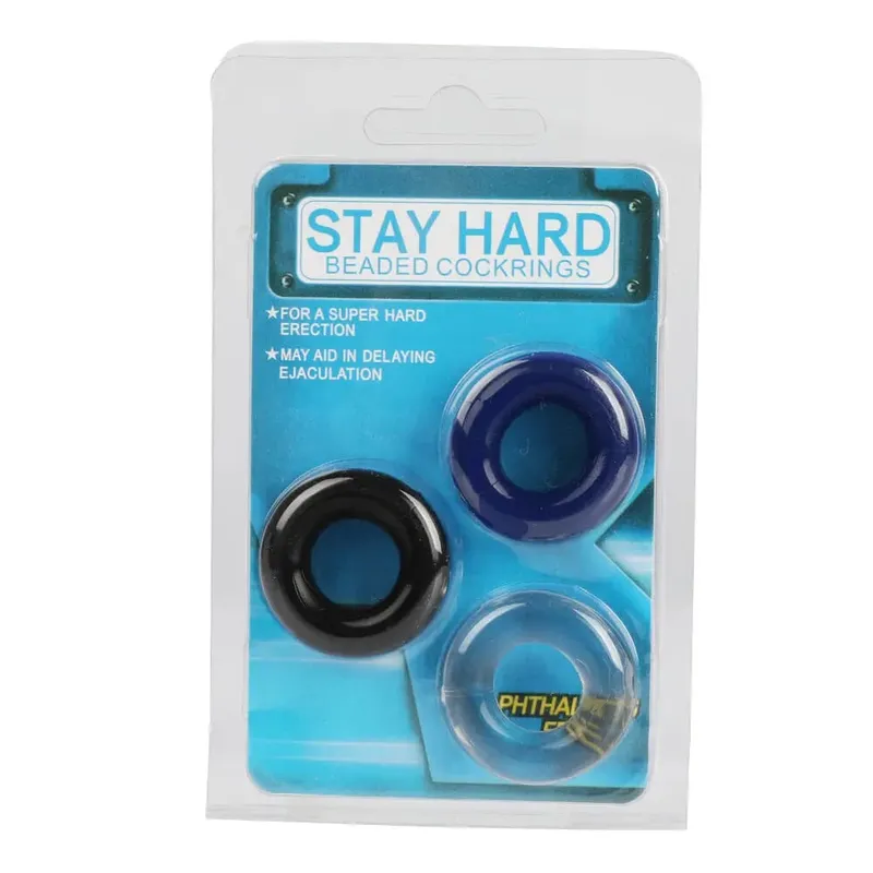 Cock Rings 3PCS Stretchy Stay Hard Beaded Lock Durable Silicone Penis Ring Sex Toys for Men Delay Ejaculation Scrotum Lock Ring