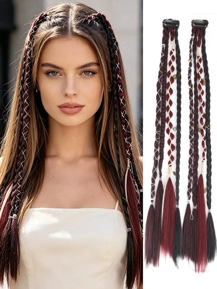 Ombre Synthetic Boho-style Μικρές στριφτές πλεκτές κοτσίδες για γυναικείες πλεξούδες περούκα BB Clip-on Spicy Girl Brown Boxing braids — image 2