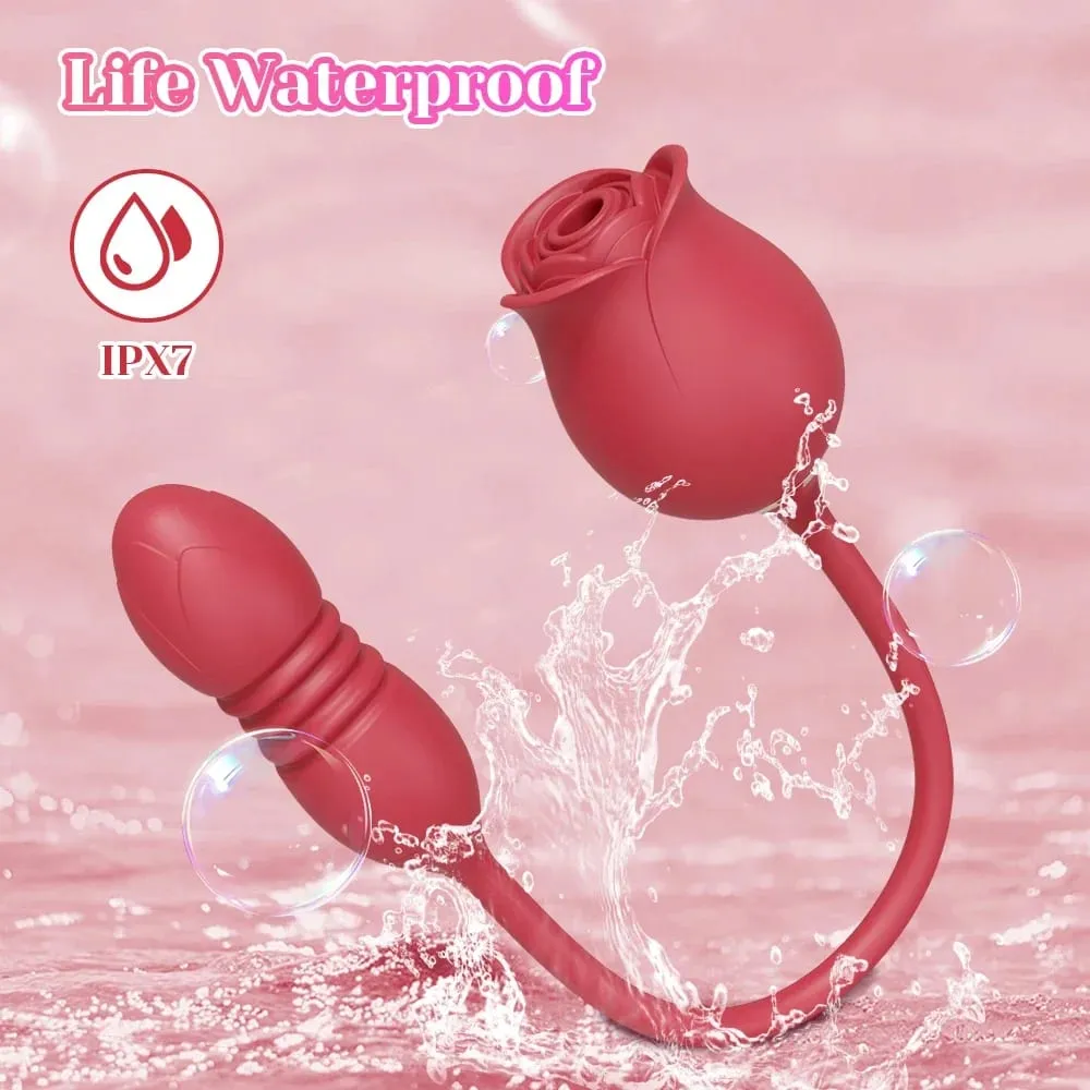 Rose-Sucking Vibrator for Women Clit Clitor Stimulator G Spot Thrusting Dildo Vibrating Female Masturbator Massage Adult Sex Toy — image 5