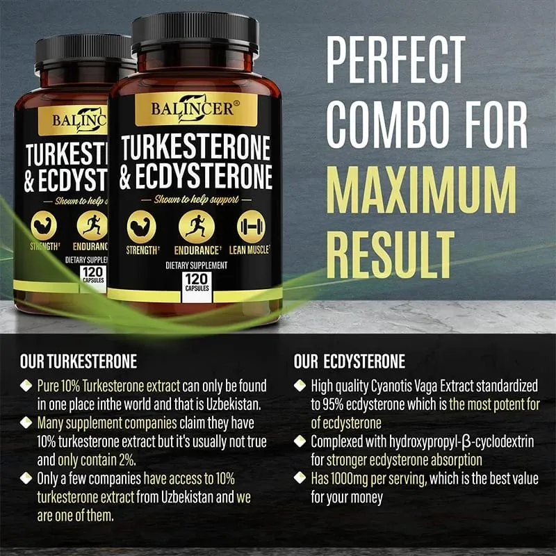 Turkeysterone and ecdysterone supplement - 1000 mg - Improves exercise endurance sports supplementation muscle mass
