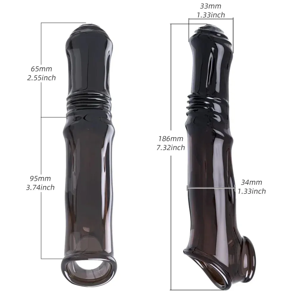 Vibrator Penis Enlargement Sleeve Penis Extender 7cm Dick Reusable Condom Delay Ejaculation Sex Toys For Men Sex Products
