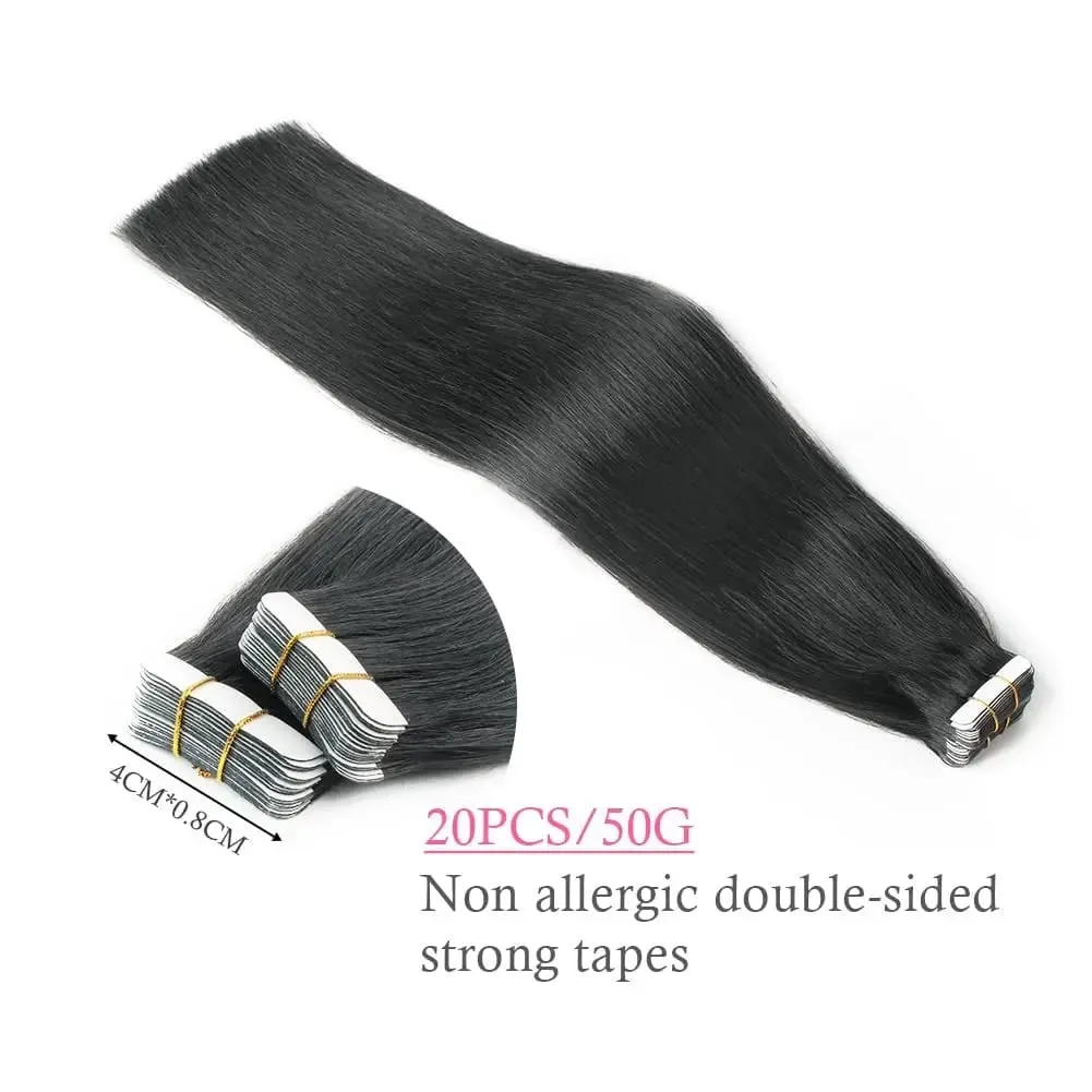26 ιντσών Tape In Hair Extensions 100% Human Hair Adhesive Replaceable Seamless Skin Weft Tape 20/40pcs Ίσια μαλλιά για γυναίκες