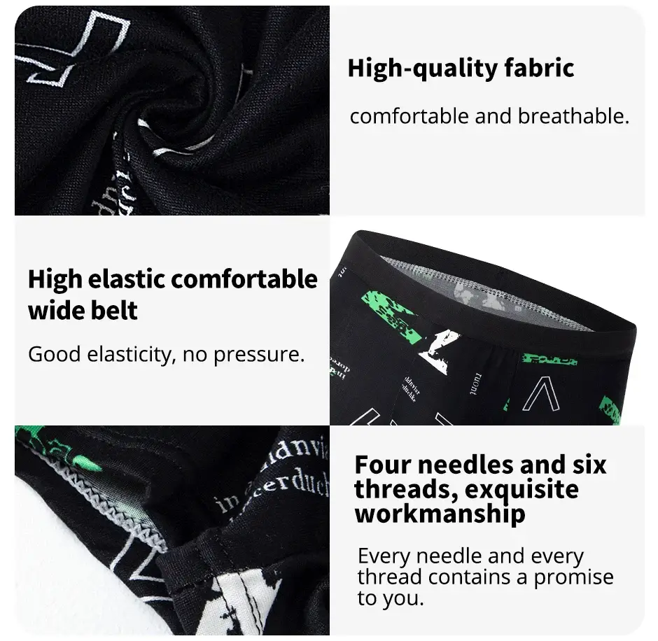 4 ชิ้นแฟชั่นผู้ชายพิมพ์ชุดชั้นในBreathable Crotch Boxersสำหรับวัยรุ่นสบายPlusขนาดชุดชั้นในได้ถึง 6XL.