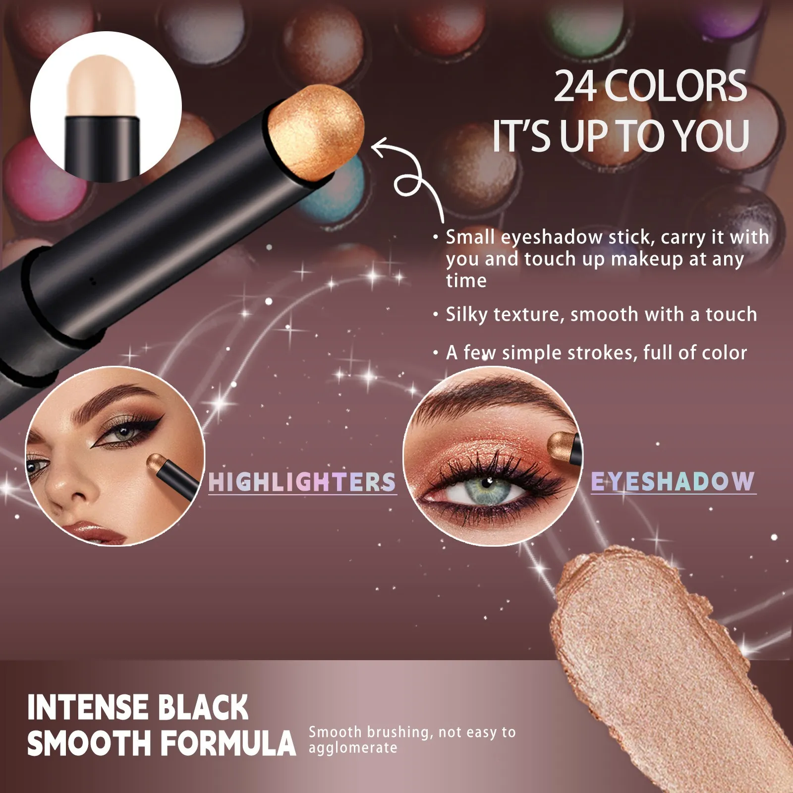 2 σε 1 Eyeshadow Lipstick Stick Pencil Waterproof Glitter Brighten Matte Eye Shadow Makeup Pigment Eyeshadow Pen