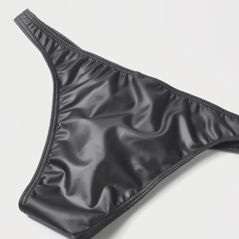 Men's Faux Leather Bikini Briefs Underpants U Pouch Sexy Slips for Men High Quality Lingerie Cuecas Calzoncillos Male Panties — image 5