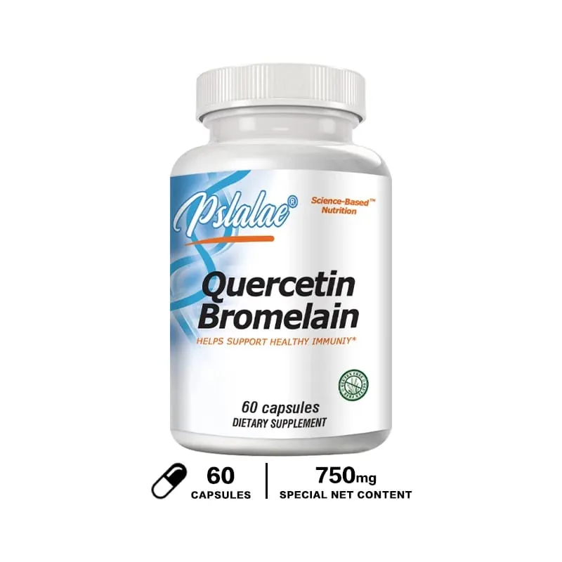 Quercetin Bromelain תמיכה חיסונית לבריאות מפרקים ובריאות דרכי הנשימה קפסולות טבעוניות ללא GMO