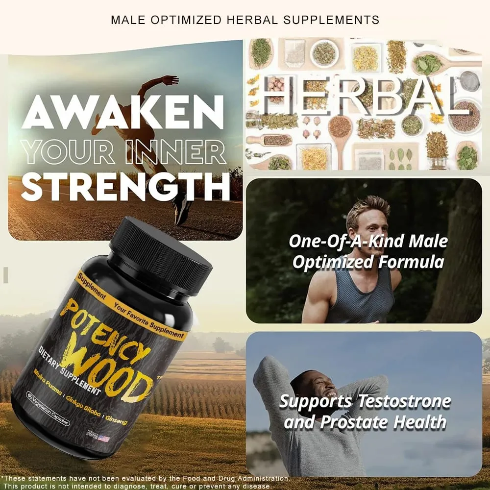 Extra Strength Male Supplement with Panax Ginseng Ashwagandha Gingko Tribulus Extract for Energy Stamina & Boosting Blood Flow