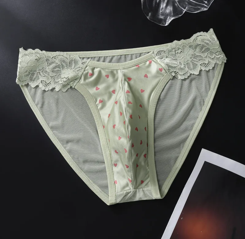 Men's Satin French Lace Briefs Exotic Male Mesh Transparent Lingerie 3D U Convex Panties Breathable Ice Silk Seemless Underwear — image 16