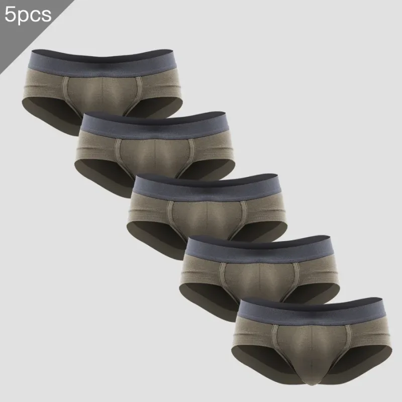 5PCS Men's three-piece briefs with U-shaped pouch, modal fabric, breathable, summer youth low-rise bottom pants — image 4