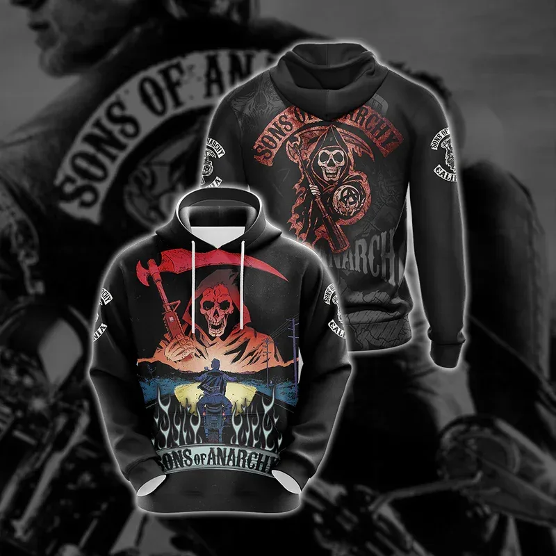 Ανδρικό Street Style 3D Φούτερ Sons of Anarchy Φούτερ Φούτερ φθινοπώρου/χειμώνα Unisex Loose casual αθλητικές φόρμες εξωτερικού χώρου Y2k πουλόβερ — image 12