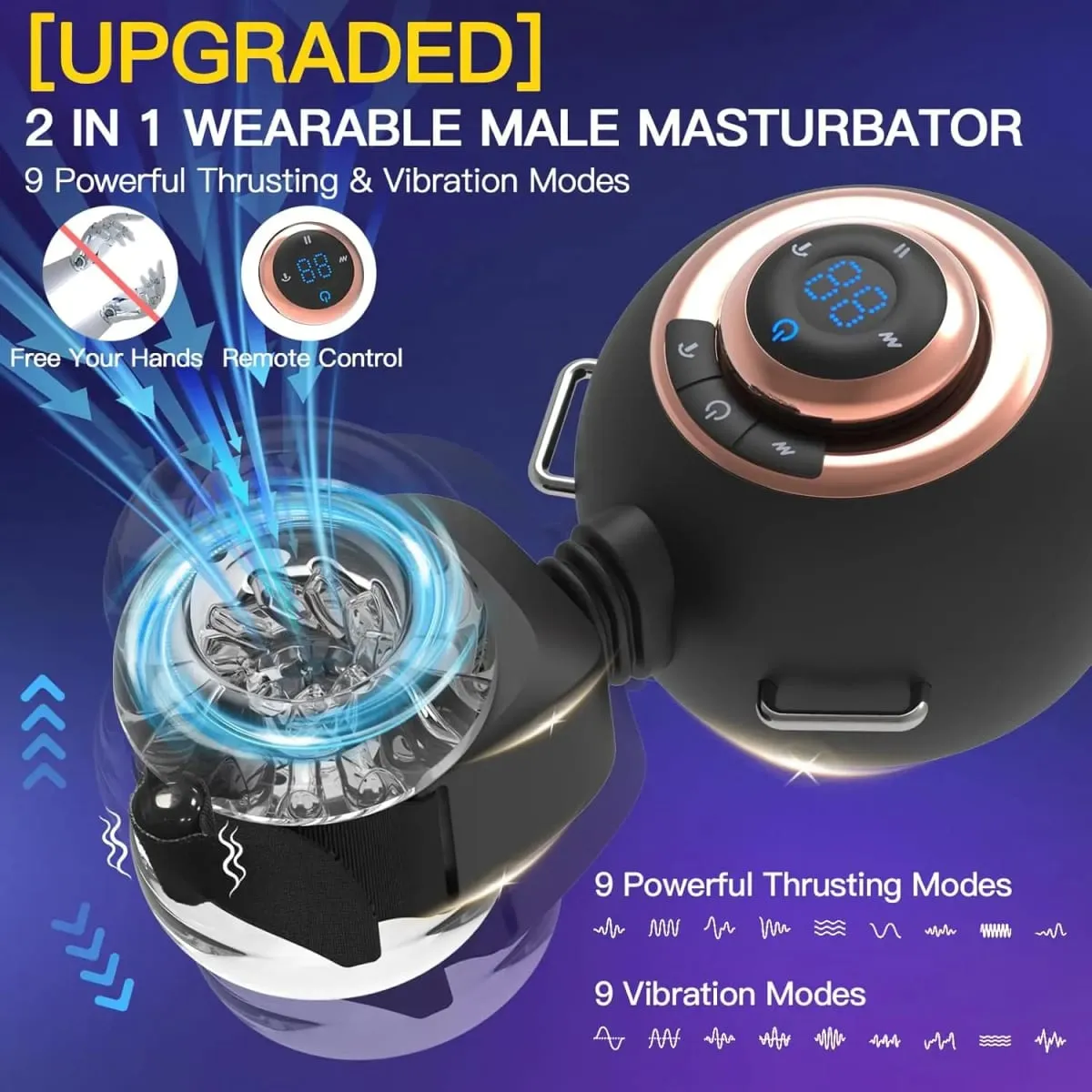 Automatic Male Masturbator with Removable Belt Wearable Adjustable Penis Pump Male Sex Toys Hands Free Masturbators for Men