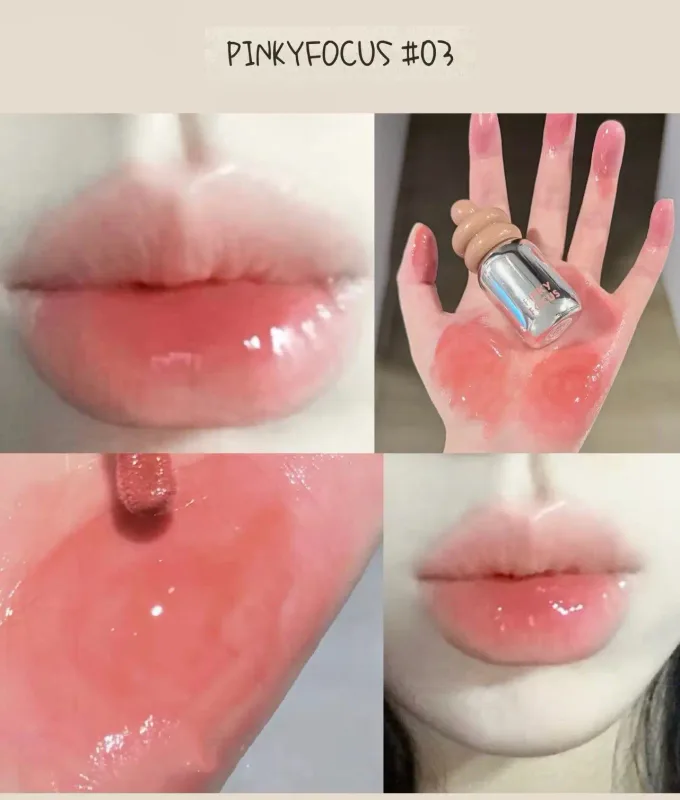 Pinkyfocus Clear Gloss Lip Oil Ενυδατικό γυάλινο φινίρισμα Μη κολλώδες γυμνό σκιά Ιδανικό για στρώσεις για να φωτίζουν τα χείλη