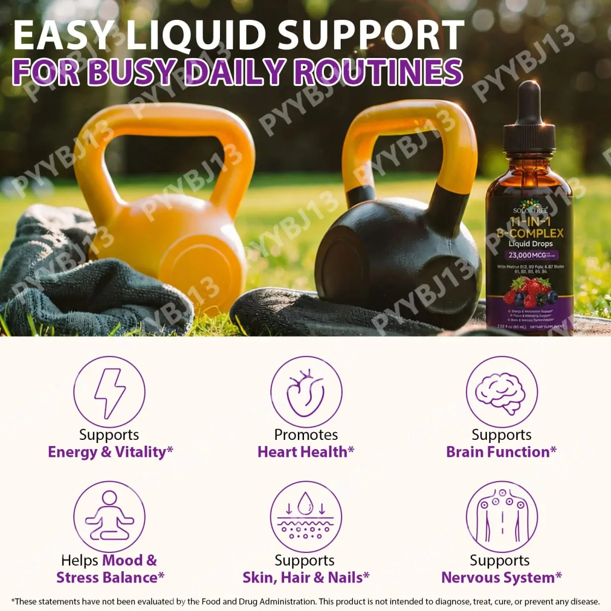11 az 1-ben B-vitamin komplex cseppek 23000 mcg B-vitamin folyékony szájon át szedhető étrend-kiegészítő az energia napi wellness támogatáshoz 30 ml — image 2