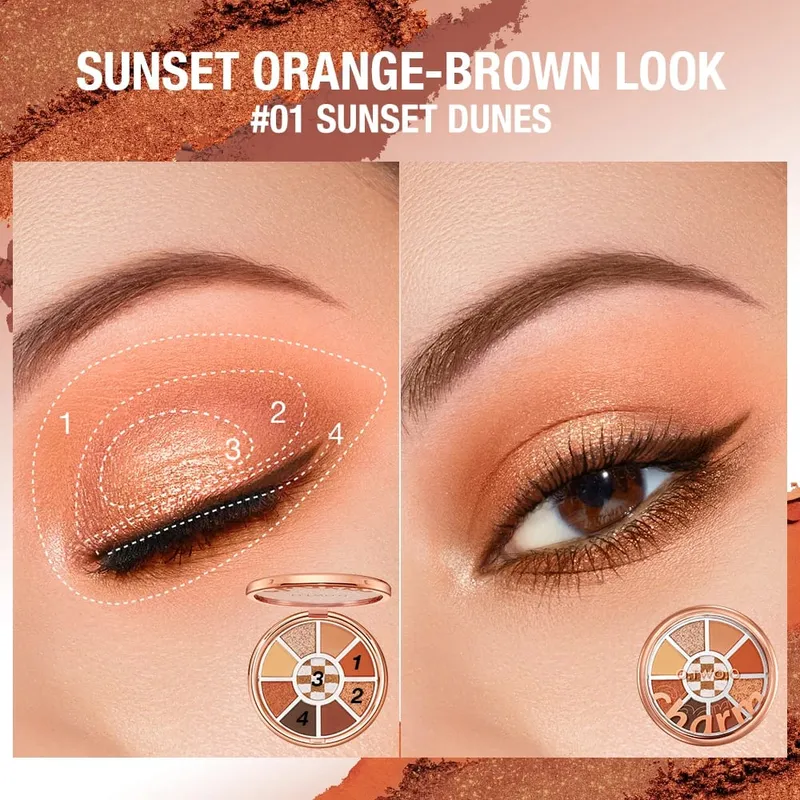 O.TWO.O 9 τμχ Full Makeup Face Setting Powder Primer Base Mascara Eyeliner Pen Eyebrow Tint Lipstick Eyeshadow Make-up για γυναίκες