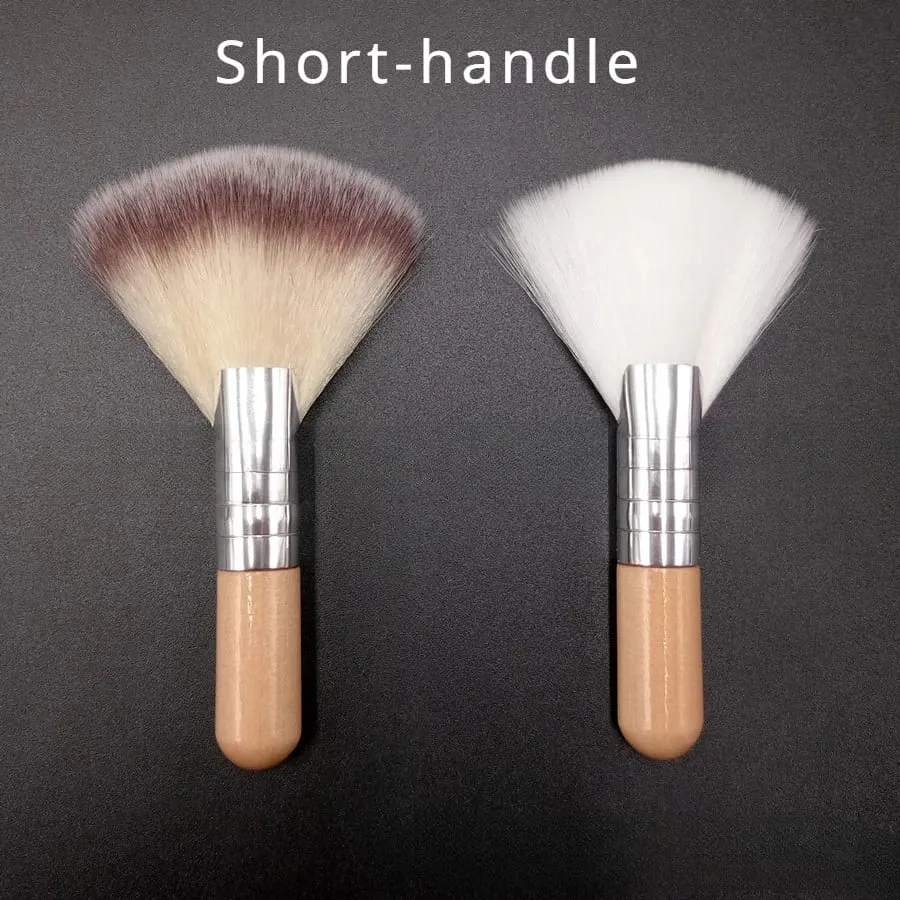 Mini πινέλο μακιγιάζ Gentle Esthetician Cleaning Cosmetic Small White κοντή ξύλινη λαβή Βουρτσάκια ανεμιστήρα από συνθετικές ίνες για το πρόσωπο