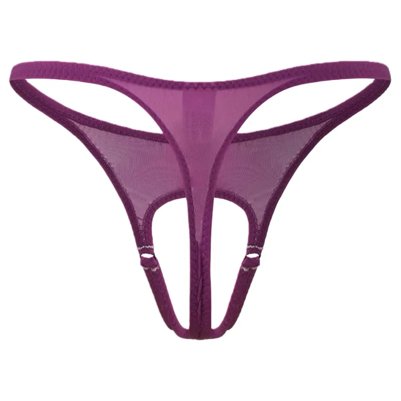 Sexy Men Underwear Thongs with Front Open Pouch Low Rise Fit High Elastic Stretch for Club Party 95%Polyester+5%Spandex