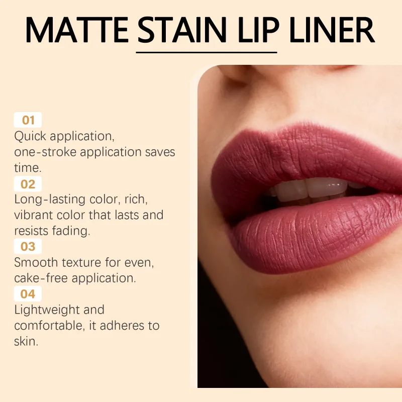Matte Finish Lip Liner Pencil Stain Color Fade Resistant Outline Full Lips All Day Wear Creamy Pigment Define Shape Lips Pencils
