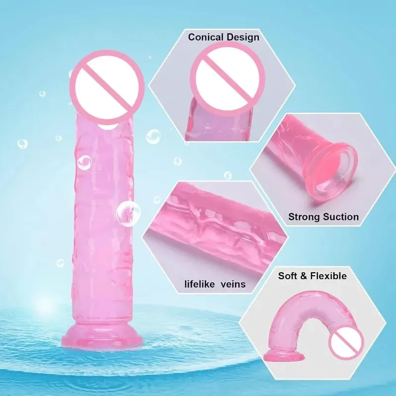 Pink Soft Realistic Dildo With Suction Cup Gode Consolador Big Penis Silicone Anal Adult Sex Toys Dilldo Plugs For Women Lesbian