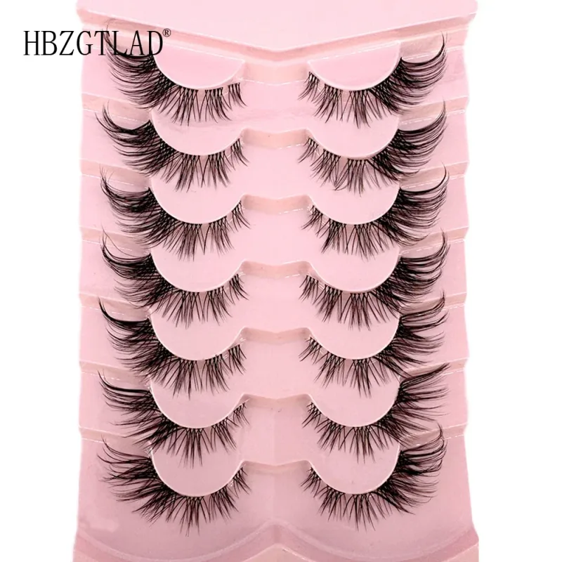 7/8PairsCat Eye Eyelashes manga Lashes 3D Clear Band Lashes naturalHalf Lashes End Eye Eyelonged Mink Eyelashes Αφράτες βλεφαρίδες — image 16