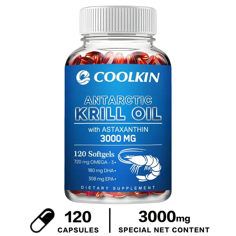 Antarctic Krill Oil 3000mg - with Omega-3 EPA DHA Astaxanthin and Phospholipids - Sustainable Dietary Supplement