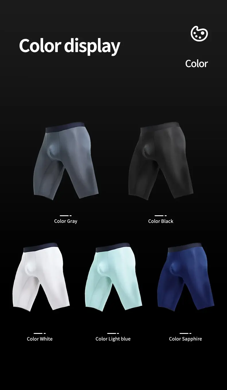 Men's sports underwear for summer, ice silk, quick-drying, extended, anti-friction legs, loose four-corner short underpants — image 11