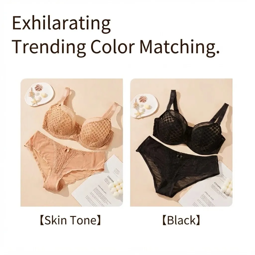 Γυναικείο Curvy Plus Size Πουά Δαντελένιο Σετ εσώρουχα Underwire Support Full Figure Big Cup E F G H I Εσώρουχα που αναπνέουν 2τμχ — image 3
